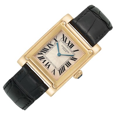 Lot 430 - Gentleman's Gold 'Tank a Vis' Wristwatch, Cartier