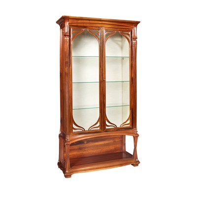 Lot 423 - French Art Nouveau Carved Walnut Vitrine...