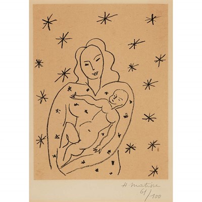 Lot 110 - Henri Matisse VIERGE ET ENFANT SUR FOND ETOILE...