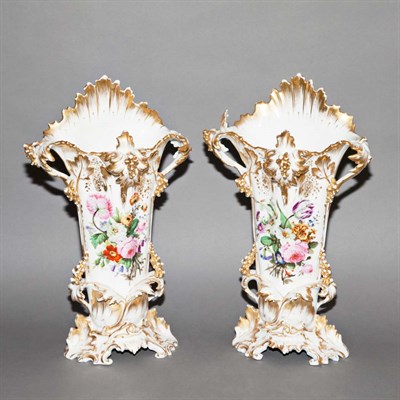 Lot 520 - Pair of Paris Porcelain Two-Handled Vases Late...