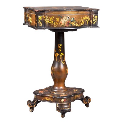 Lot 120 - Victorian Papier Mache and Ivory Veneered Work...