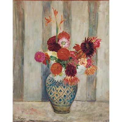 Lot 25 - Henri Lebasque French, 1865-1937 Dahlias Dans...
