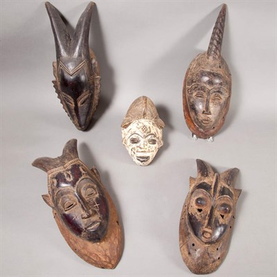 Lot 416 - Group of Five Tribal Masks Height of tallest...