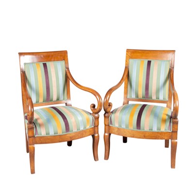 Lot 660 - Pair of Empire Style Walnut Armchairs
