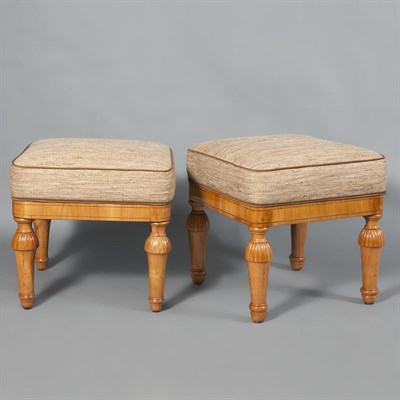 Lot 240 - 20th Century Design Pair of Stools Fruitwood...