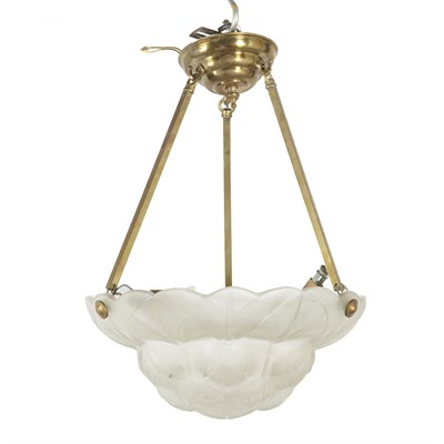 Lot 325 - Pair of Art Deco Style Chandeliers Frosted...