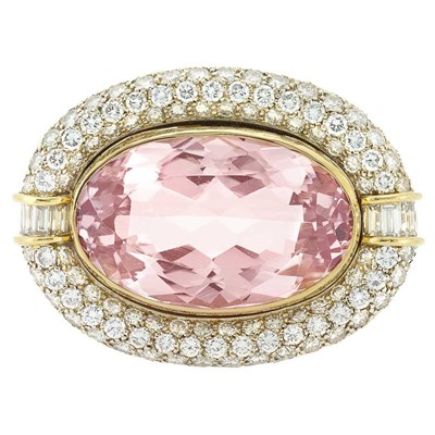 Lot 793 - Two-Color Gold, Morganite and Diamond Clasp