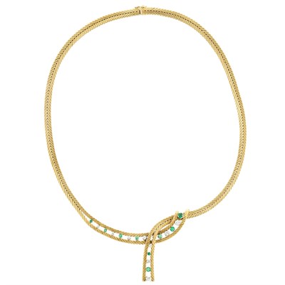 Lot 277 - Gold, Diamond and Emerald Necklace