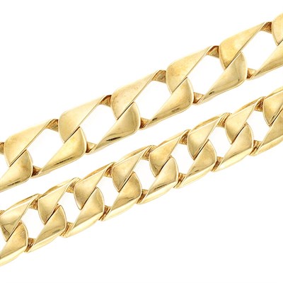 Lot 297 - Two Gold Curb Link Bracelets