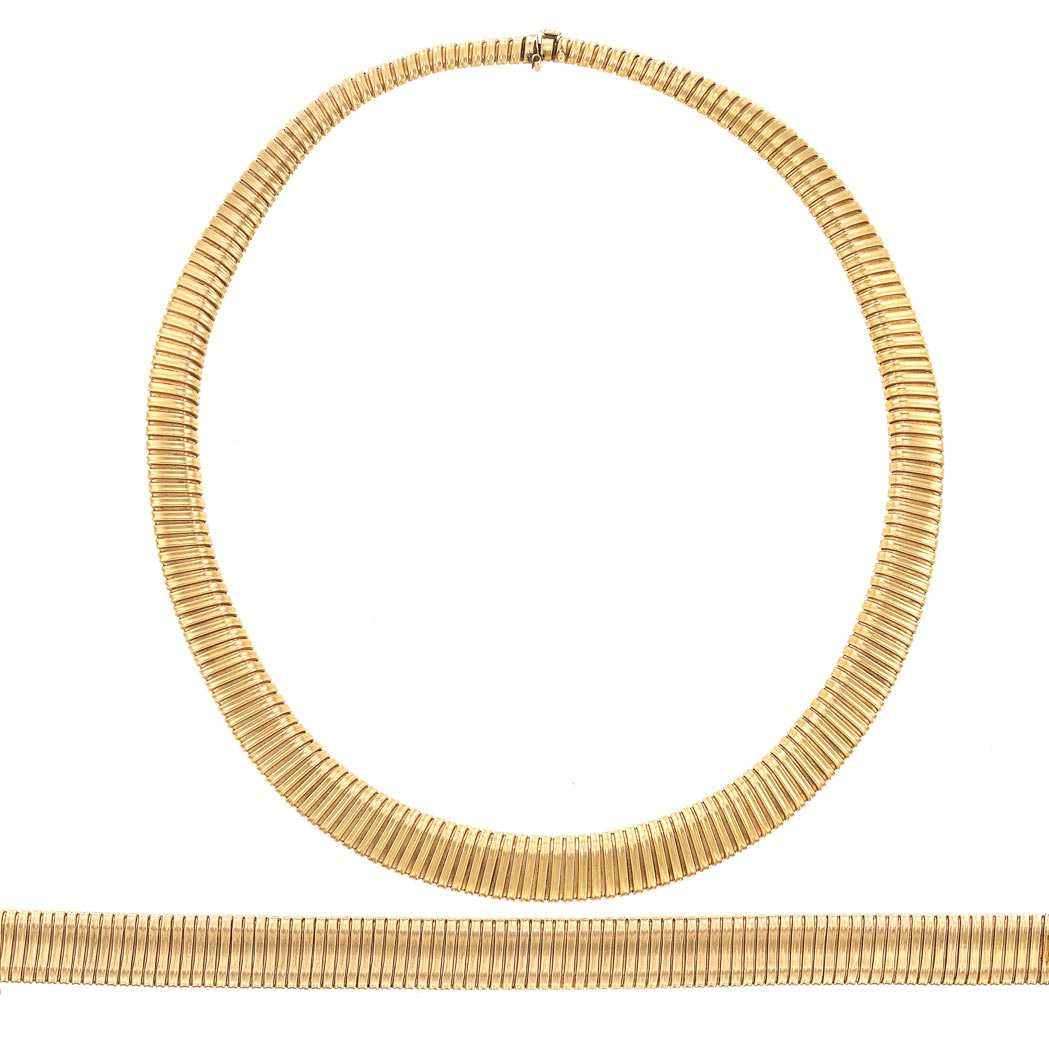 Lot 262 - Gold Snake Link Necklace and Bracelet