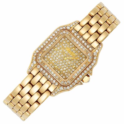 Lot 206 - Lady's Gold and Diamond 'Panther' Wristwatch, Cartier