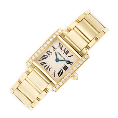 Lot 41 - Lady's Gold and Diamond 'Tank Francaise' Wristwatch, Cartier