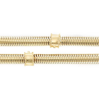 Lot 917 - Long Gold Snake Chain Necklace