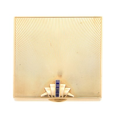 Lot 258 - Retro Gold and Sapphire Compact