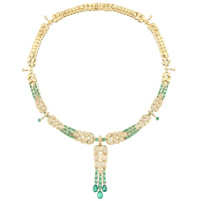 Lot 880 - Gold, Diamond and Emerald Necklace, Mouawad
