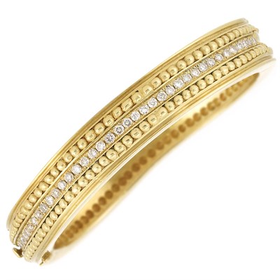 Lot 656 - Gold and Diamond Bangle Bracelet, Vahe Naltchayan