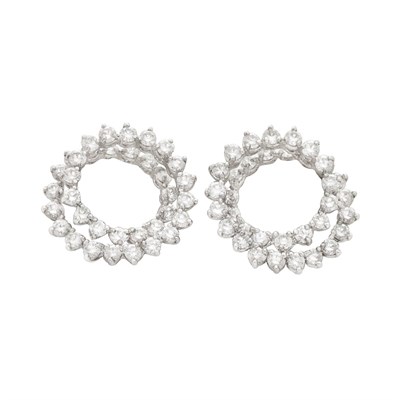 Lot 890 - Pair of White Gold and Diamond Spiral Earrings