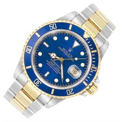 Lot 531 - Gentleman's Stainless and Gold 'Submariner' Wristwatch, Rolex