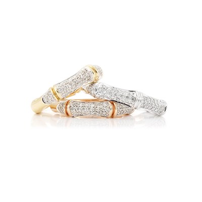 Lot 460 - Three Tricolor Gold and Diamond Rings
