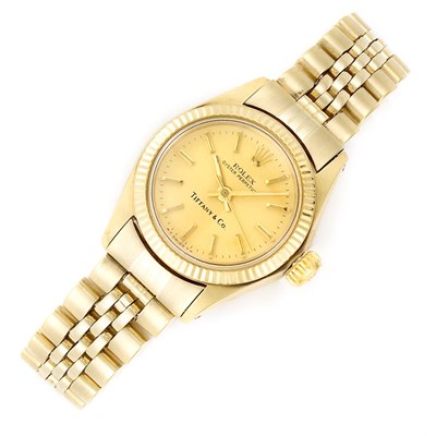 Lot 802 - Lady's Gold Wristwatch, Rolex, Tiffany & Co.