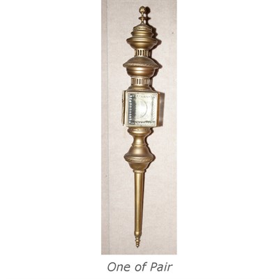 Lot 642 - Pair of Gold Painted Metal Carriage Lights...