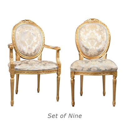 Lot 518 - Set of Nine Louis XVI Style Gilt-Wood Dining...