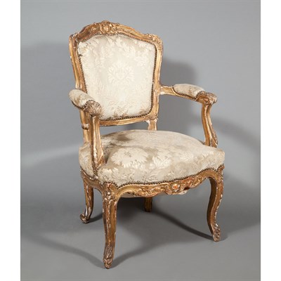 Lot 363 - Louis XV Style Giltwood Fauteuil The...