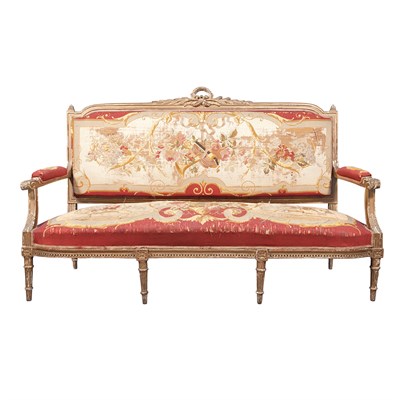 Lot 272 - Louis XVI Style Giltwood Aubusson Upholstered...
