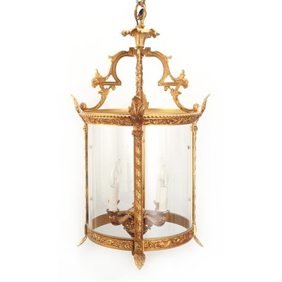 Lot 355 - Empire Style Gilt-Metal and Glass Four-Light...