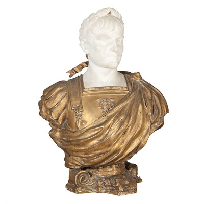 Lot 196 - Italian White Marble and Bronze Bust of...