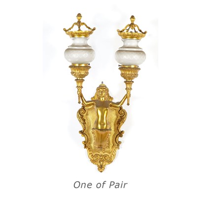 Lot 290 - Pair of Empire Style Gilt-Metal Two-Light...