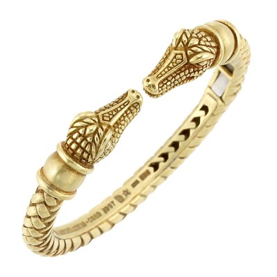 Lot 9 - Gold Crocodile Head Bangle Bracelet, Barry Kieselstein-Cord