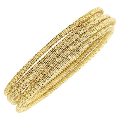 Lot 770 - Five Rope-Twist Gold Bangle Bracelets