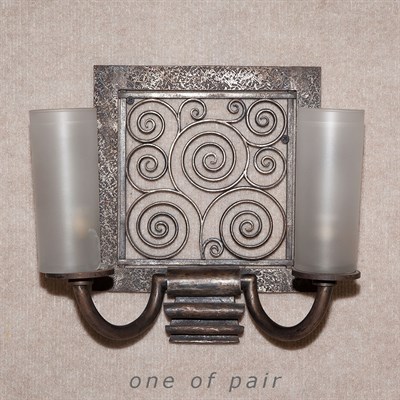 Lot 336 - Edgar Brandt Pair of Art Deco Sconces Wrought...