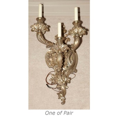Lot 532 - Pair of Louis XVI Style Silver Painted Bronze...