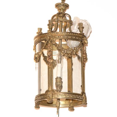 Lot 555 - Neoclassical Style Bronze and Glass Hall Light...
