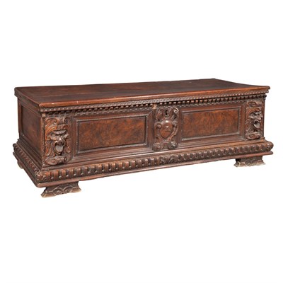 Lot 134 - Italian Baroque Walnut Cassone Incorporating...