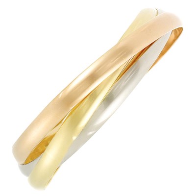 Lot 956 - Tricolor Gold 'Trinity' Bangle Bracelet, Cartier