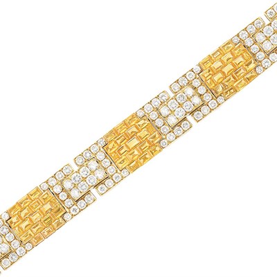 Lot 791 - Gold, Invisibly-Set Yellow Sapphire and Diamond Bracelet