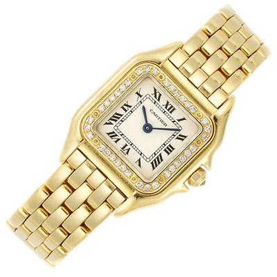 Lot 773 - Lady's Gold and Diamond 'Panther' Wristwatch, Cartier