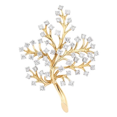 Lot 982 - Gold, Platinum and Diamond 'Capillaire' Clip-Brooch, Van Cleef & Arpels, France