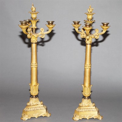 Lot 521 - Pair of Empire Style Gilt-Metal Four-Light...