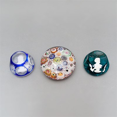 Lot 162 - Group of French Sulphide Glass Paperweights...