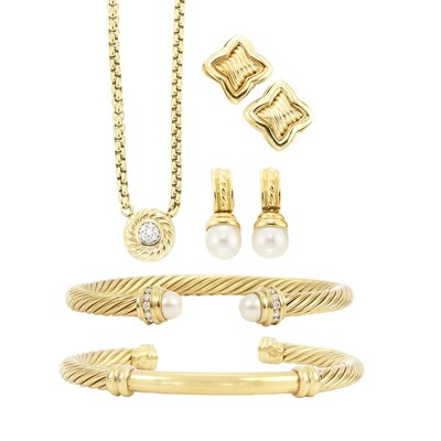 Lot 23 - Group of Gold, Diamond and Cultured Pearl Jewelry, David Yurman