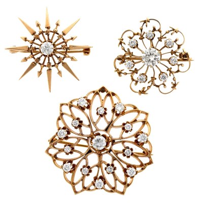Lot 385 - Three Gold and Diamond Pins