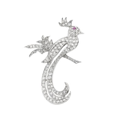 Lot 410 - Platinum and Diamond Pheasant Pin