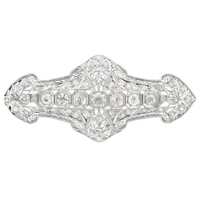 Lot 223 - Platinum and Diamond Filigree Brooch