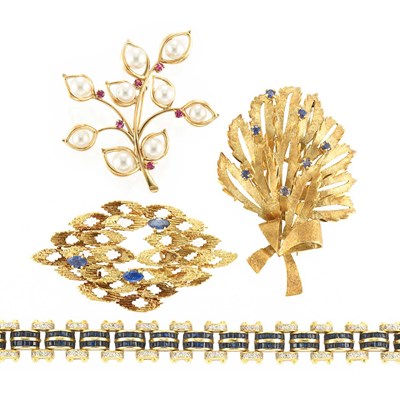 Lot 283 - Group of Gold, Gem-Set, Diamond and Cultured Pearl Jewelry