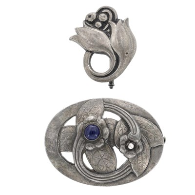 Lot 168 - Two Sterling Silver and Silver Pins, Georg Jensen