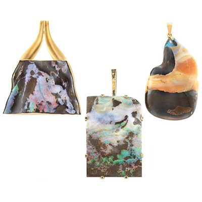 Lot 72 - Three Large Boulder Opal Pendants